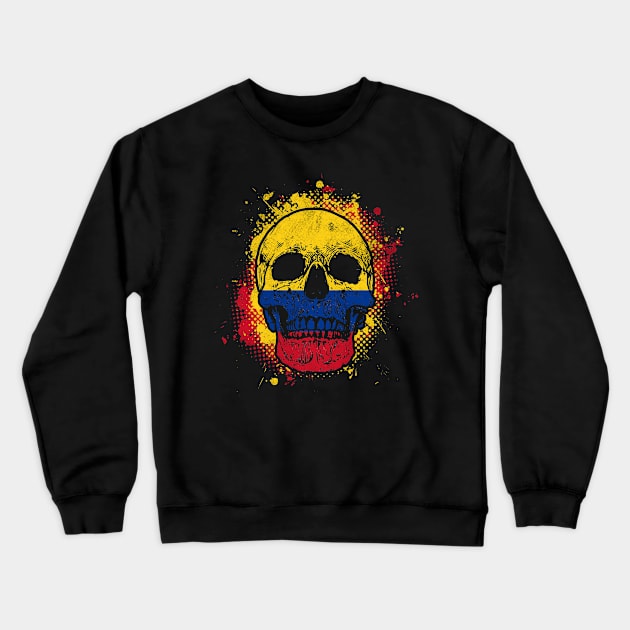 Colombian Flag Skull Crewneck Sweatshirt by Mila46